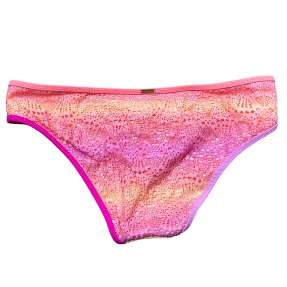 Victorias Secret Pink Coral Ombre Crochet Lace Bikini Bottoms Size Small - Picture 6 of 6
